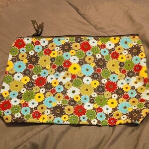 Thirty-One Floral Cosmetic Bag with Multicolor Flowers